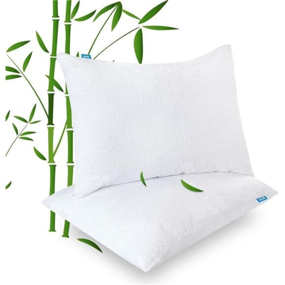 Waterproof Pillow Protector Standard Size 2 Pack 100% Viscose Made from Bamboo - Picture 1 of 6